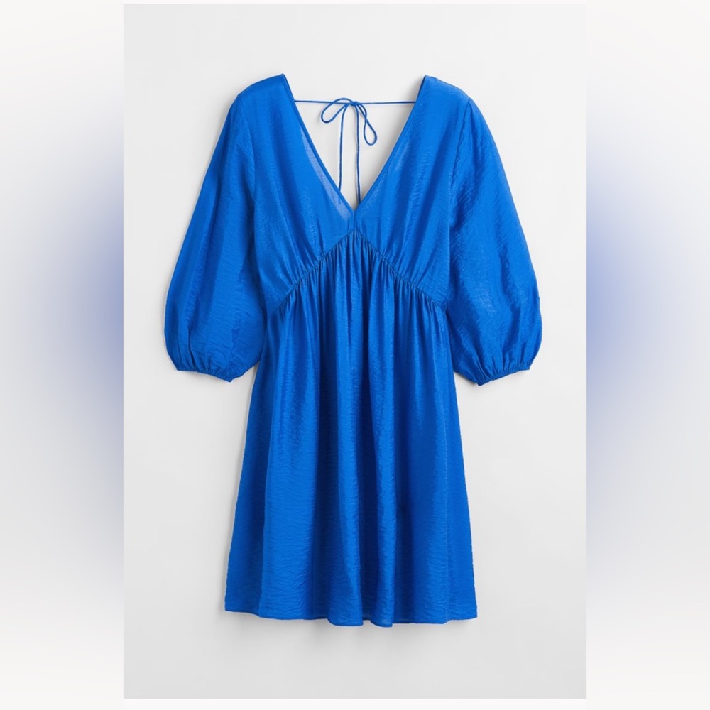 H&M V- Neck Dress- Blue, size Small
